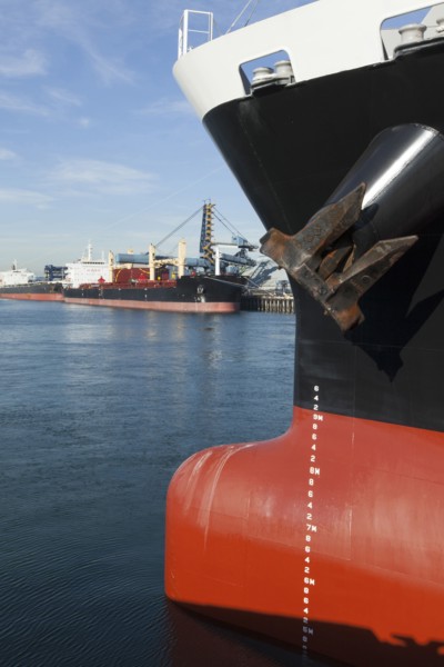 Ships moored at commercial dock