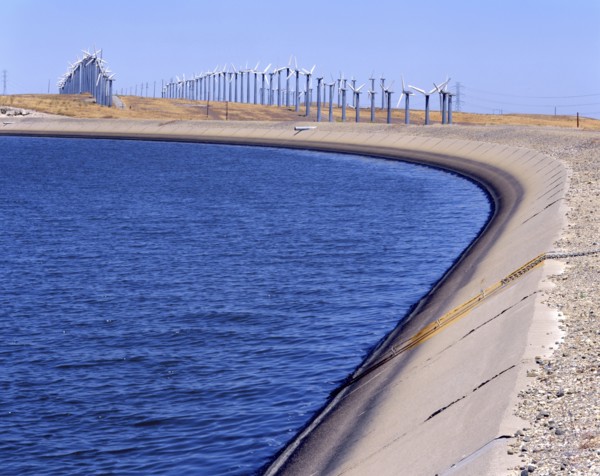 Wind farm at waterfront