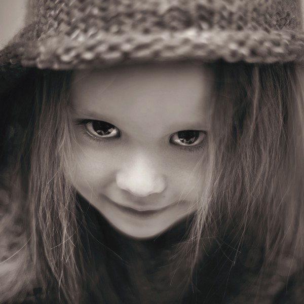 Close up of curious Caucasian girl