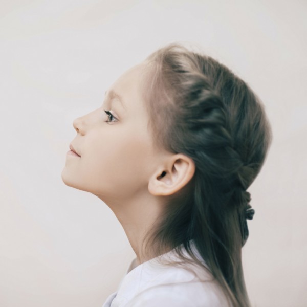 Close up profile of Caucasian girl
