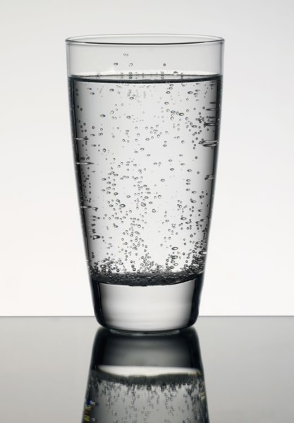 Carbonated water in glass