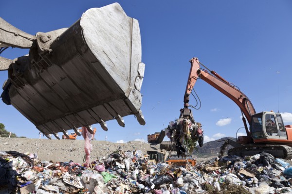 Machinery working in landfill