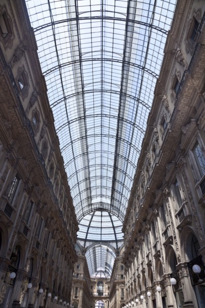Low angle view of ornate glass ceiling