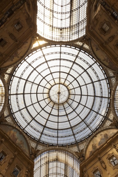 Low angle view of ornate glass ceiling