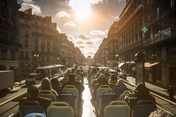 Double-decker bus tour in Paris