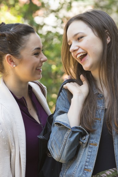 Close up of Caucasian women laughing