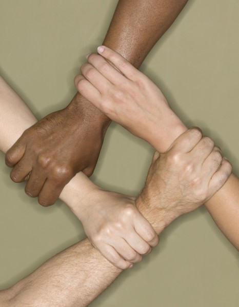 Close up of hands forming square
