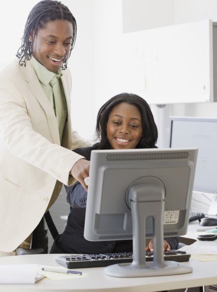 African business people working on computer