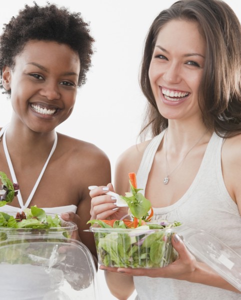 Friends eating salad