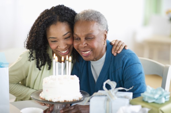 Mother and daughter celebrating birthday