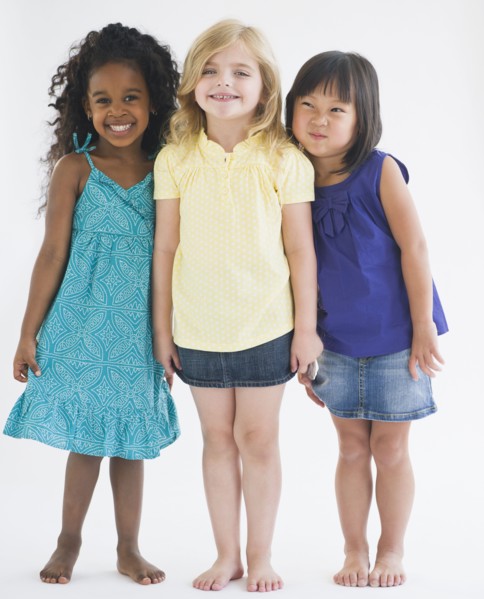 Smiling girls standing together