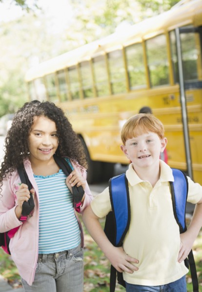 Children waiting for school bus