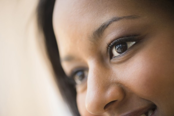 Close up of African American woman's eyes