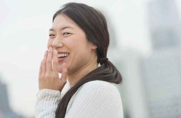 Korean woman laughing