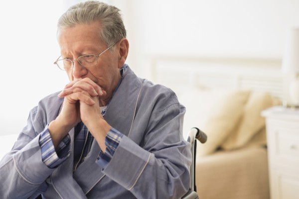 Senior Caucasian man sitting in wheelchair