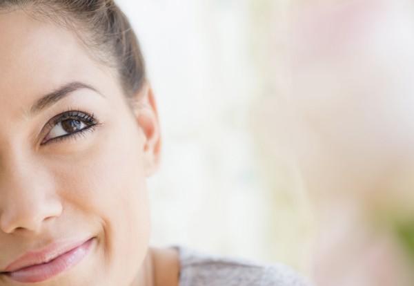 Close up of woman looking up