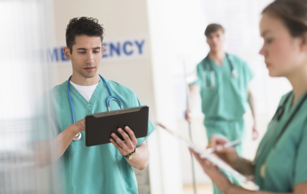 Doctors working in hospital emergency room