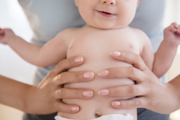 Close up of mother holding baby