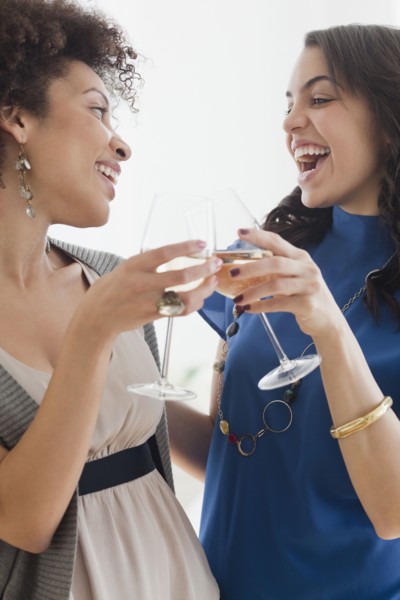 Friends drinking white wine
