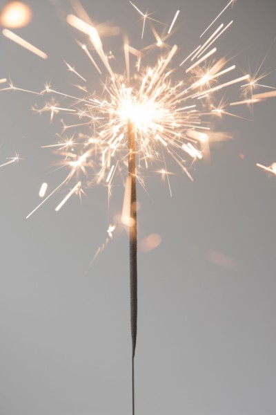 Sparks on burning sparkler