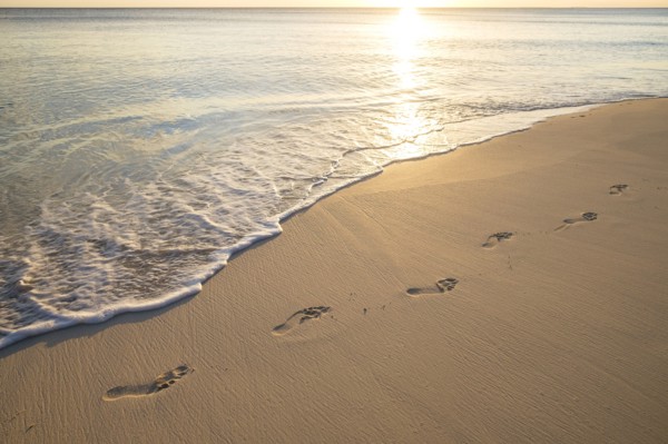 Footprints on beach