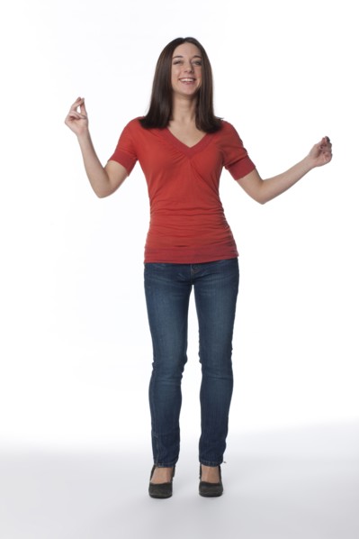 Dancing Caucasian woman