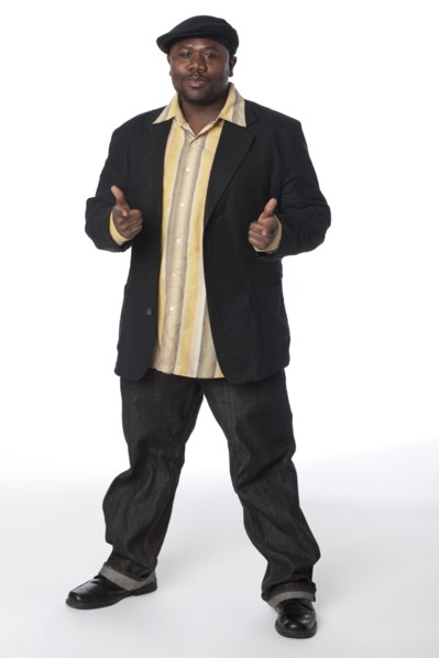 African American man making pointing gesture