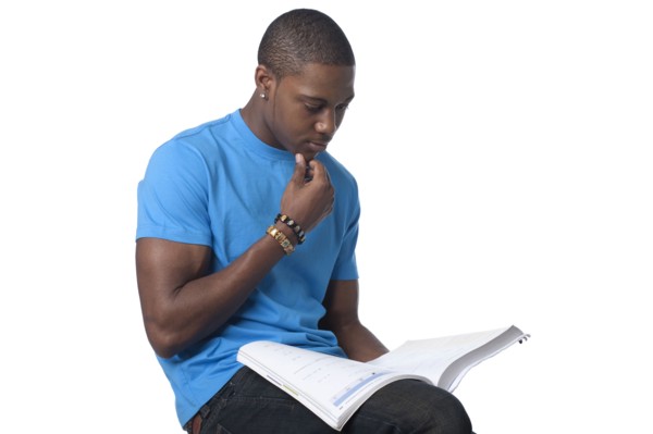 Black man reading book
