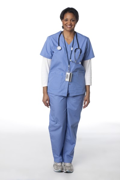 Smiling mixed race doctor