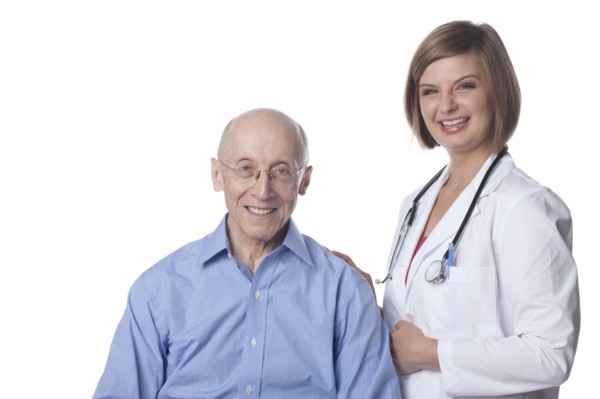 Senior Caucasian man with doctor