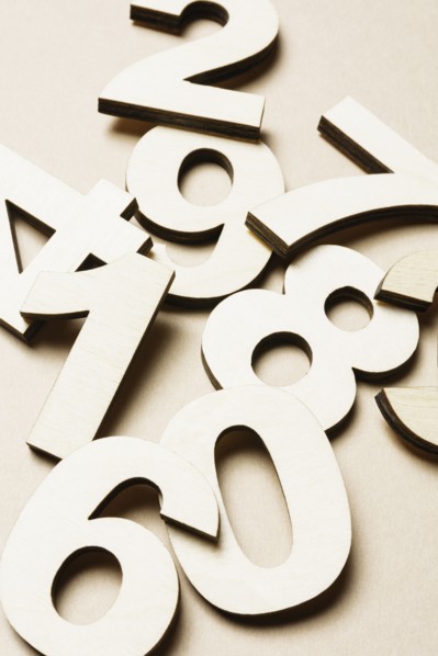 Studio shot of pile of assorted numbers