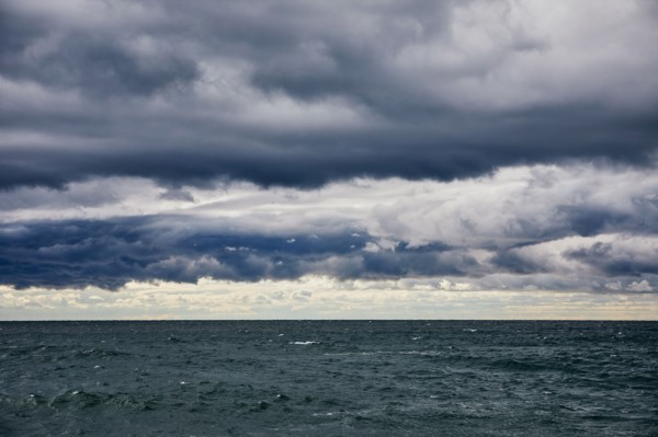 Storm clouds over ocean