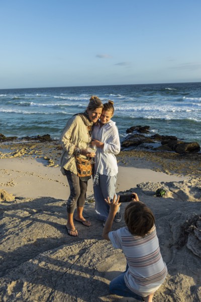 Mother with Boy and Girl taking pictures