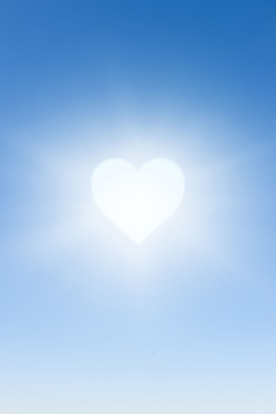 White heart against blue sky