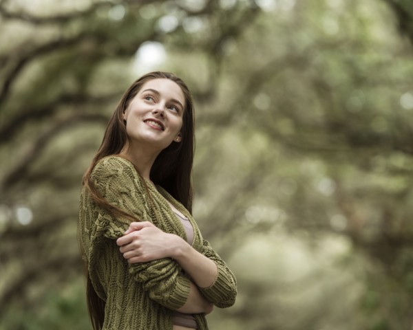 Smiling woman in park