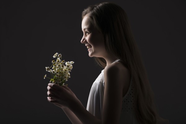 Profile of smiling girl