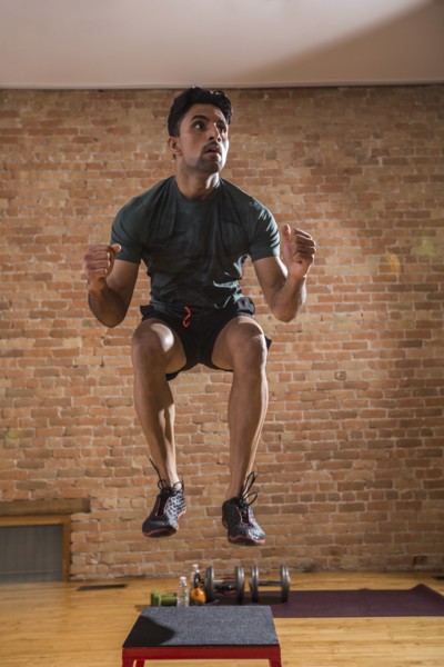 Man exercising in gym