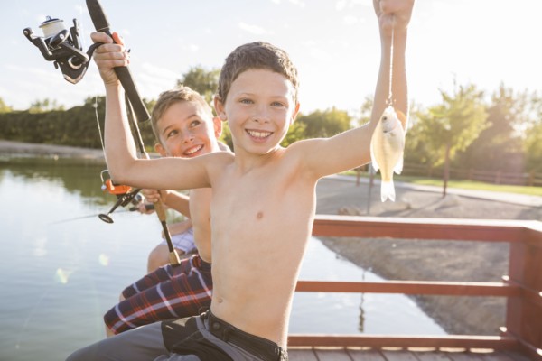 Portrait of smiling shirtless boy