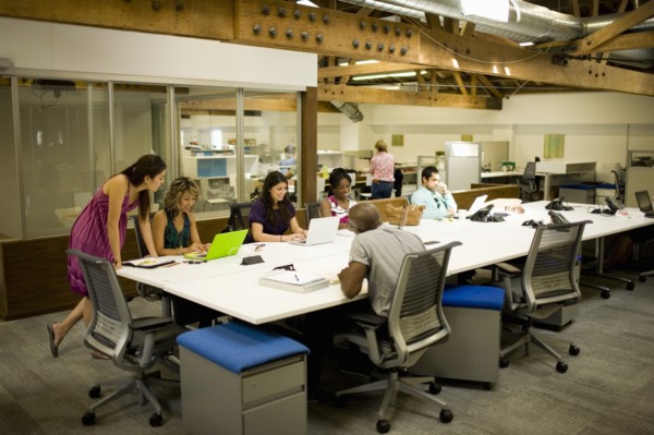 Diverse coworkers in office