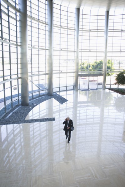 Business person in lobby
