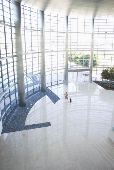 Business person in lobby