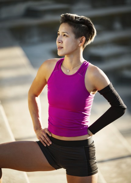 Portrait of athlete woman with amputated hand