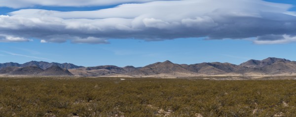 Clouds over desert landscape in Gila National Forest