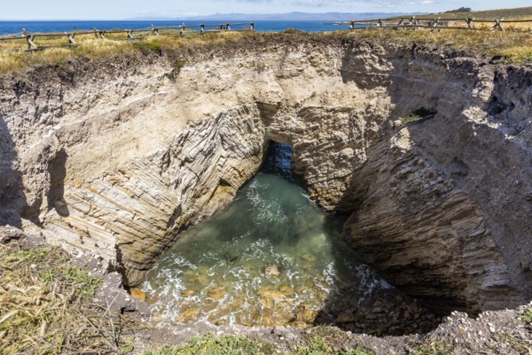 Coastal view and sinkhole near Montana de Oro State Park