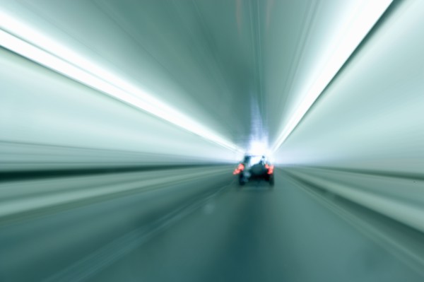 Car travelling in tunnel