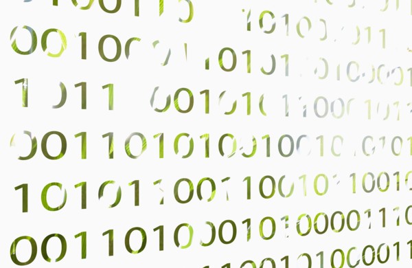 Close-up of binary code on computer monitor