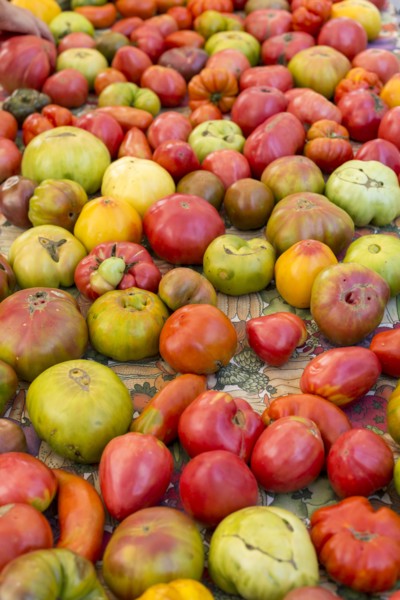 Heirloom tomatoes at farmers market
