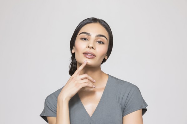 Studio portrait of beautiful woman