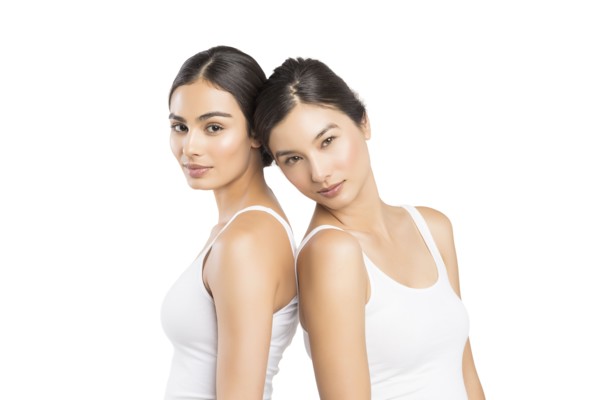 Studio portrait of two beautiful women