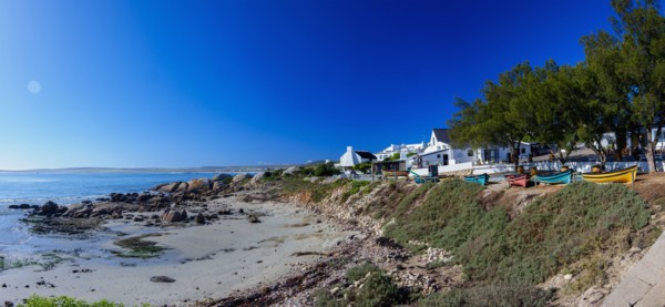 Panoramic view of fishing village on sea coast